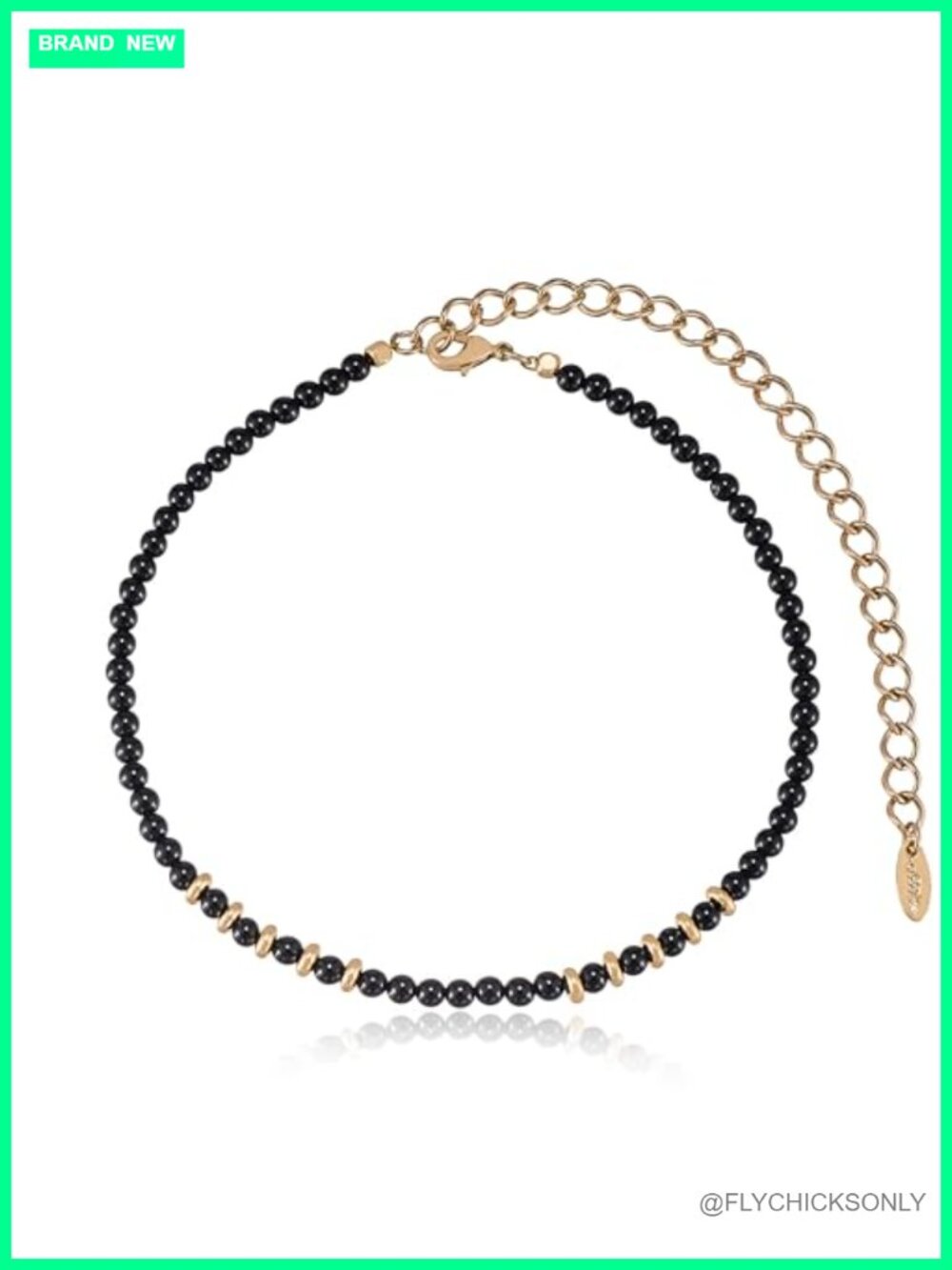 Handmade Beaded Onyx Choker Necklace with Gold Plated Accents
